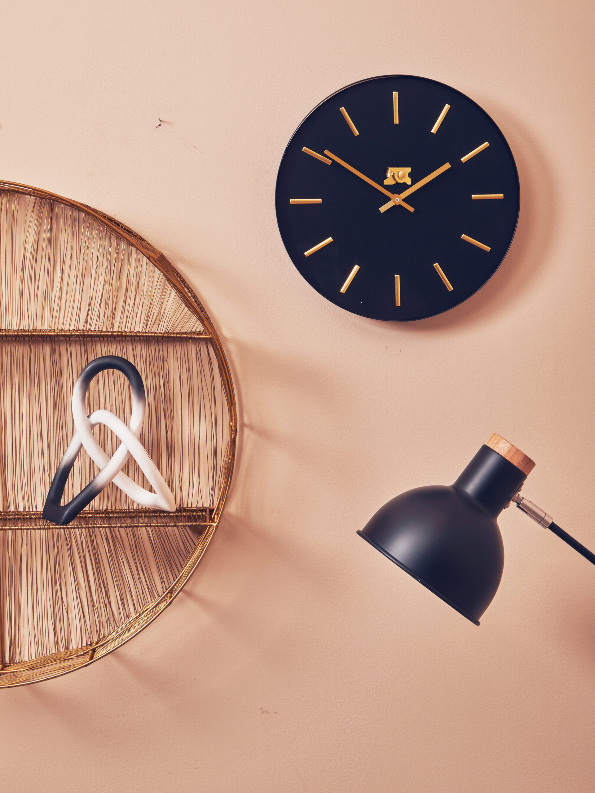Minimalist Black And Gold Wall Clock | Jasmine Rose Interiors